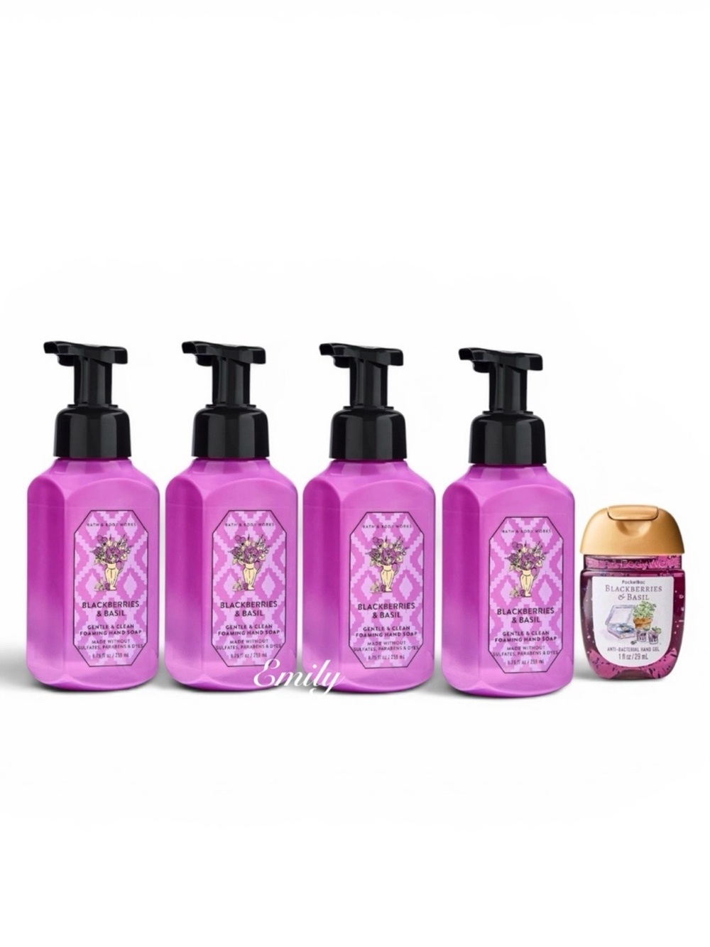 4X Blackberries & Basil Foam Hand Soap 8.75 fl oz Set Bath & Body Works Bundle